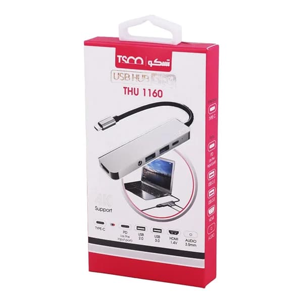 هاب 5 پورت Type-C تسکو THU 1160 با خروجی تصویر 4K و فناوری شارژ سریع PD — تصویر ۲
