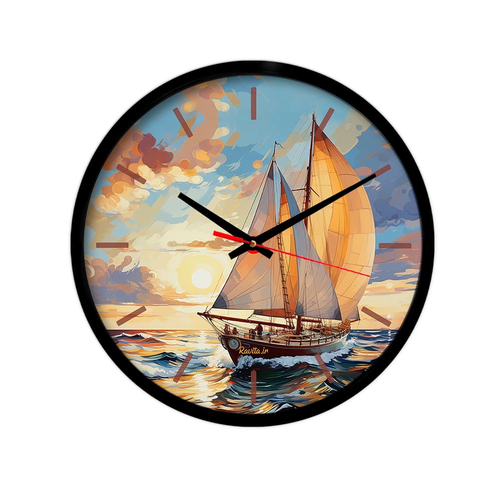 ساعت رومیزی دیواری راویتا طرح قایق کد 3489