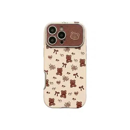 قاب تدی و پاپیون قهوه ای متاسب گوشی اپل iPhone 16 Pro Max