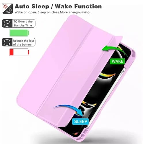 کیف کلاسوری smart مناسب برای تبلت اپل iPad Pro 2025-13 Inch چرم مصنوعی مات، قفل خودکار هوشمند و دو زاویه استند — تصویر ۵