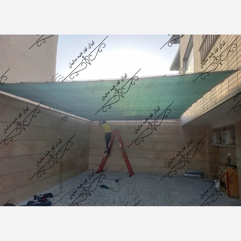 شید سایبان 80 درصد (ابعاد 10 در 8) دوردوزی شده و حلقه پانچ — تصویر ۳