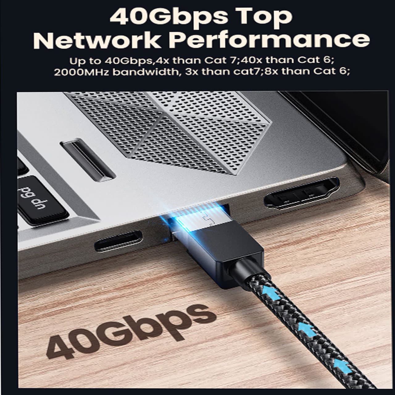 کابل شبکه CAT8 یوگرین مدل UGREEN NW153-80430B طول 1.5 متر — تصویر ۲