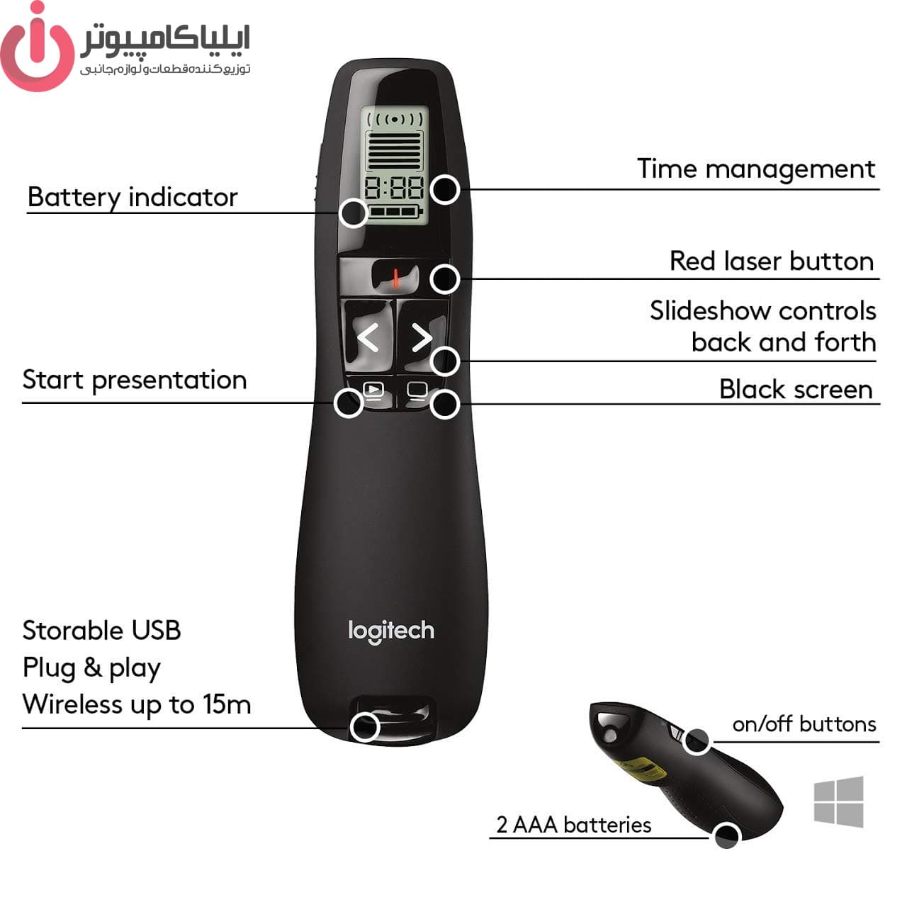 پرزنتر وایرلس لیزری لاجیتک مدل R800 — تصویر ۳