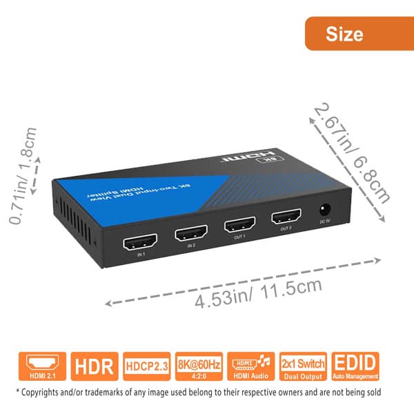 سوئیچ 2 پورت HDMI فرانت مدل FN-S821 V2.1 8K — تصویر ۹