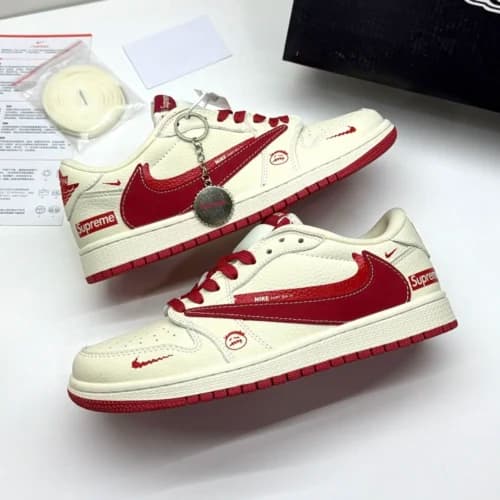 کفش کتونی نایک ایر جردن وان لو تراویس اسکات سوپریم NIKE AIR JORDAN 1 LOW X TRAVIS SCOTT X SUPREME — تصویر ۱۱