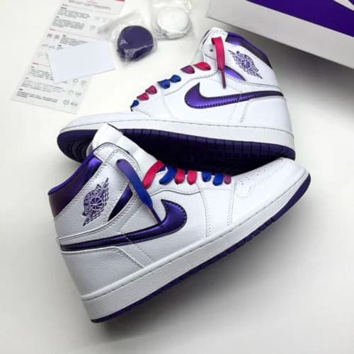 کفش کتونی اسپرت جردن وان ساقدار سفید بنفش Air Jordan 1 Retro High OG White Court Purple — تصویر ۵