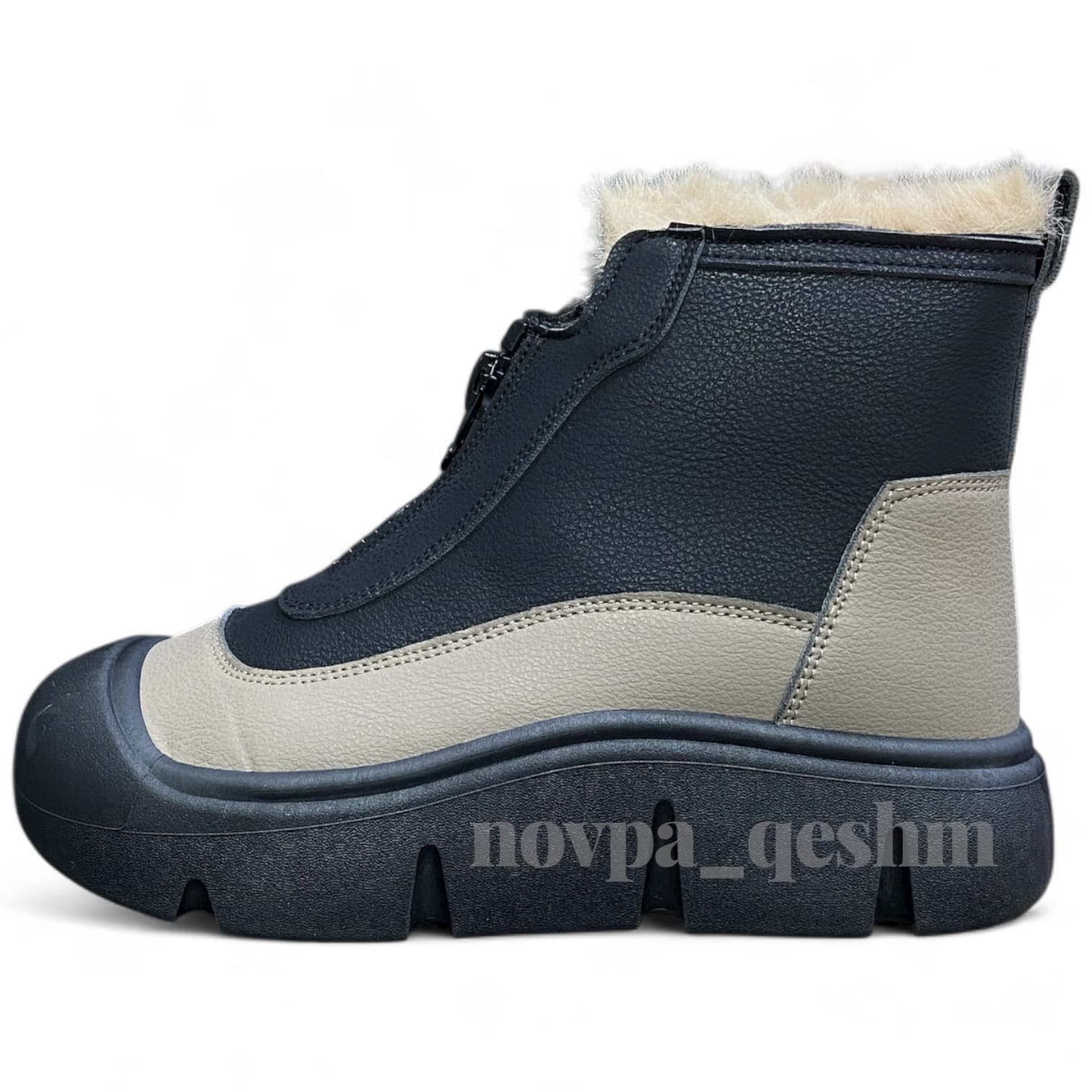 نیم بوت زیپ دار خزدار zip ankle boots