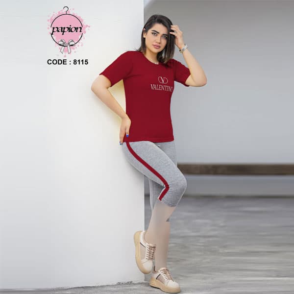 ست تیشرت و شلوارک زنانه والنتینو کد 81155