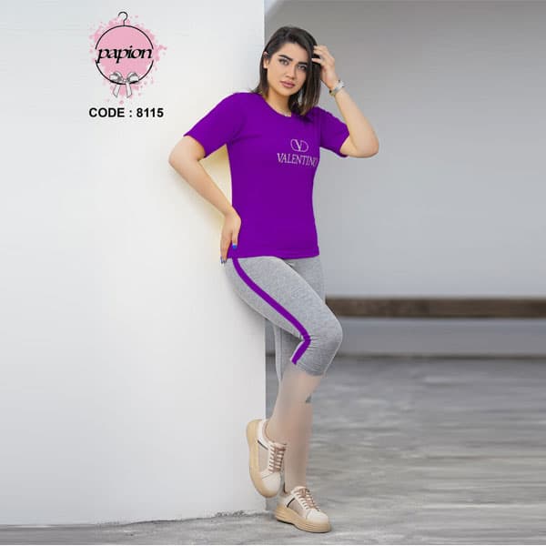 ست تیشرت و شلوارک زنانه والنتینو کد 81153