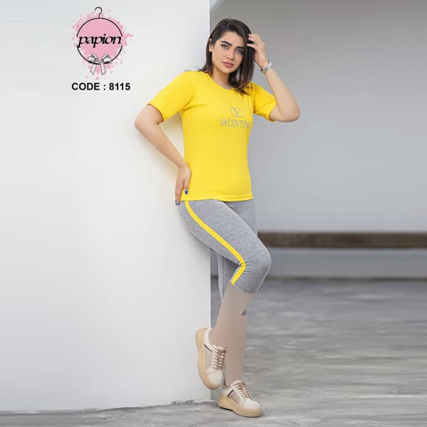 ست تیشرت و شلوارک زنانه والنتینو کد 81151