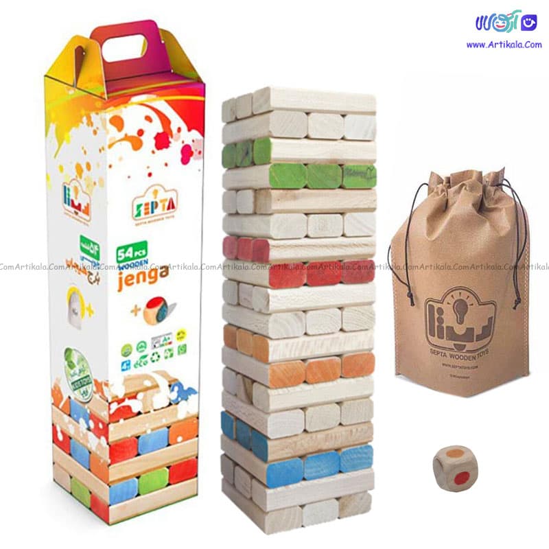 بازی جنگا چوبی رنگی سپتا