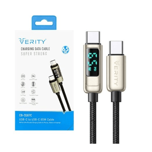 کابل شارژ TYPE-C TO TYPE-C برند VERITY مدل 3167