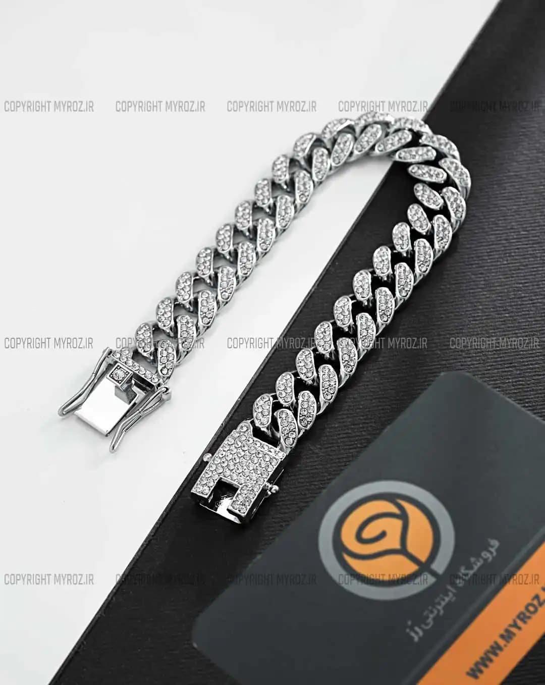 دستبند استیل مردانه کارتیه CARTIER مدل فول نگین کد 2425 — تصویر ۴