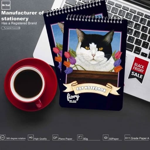 دفترچه یادداشت مستر راد طرح گربه پرشین