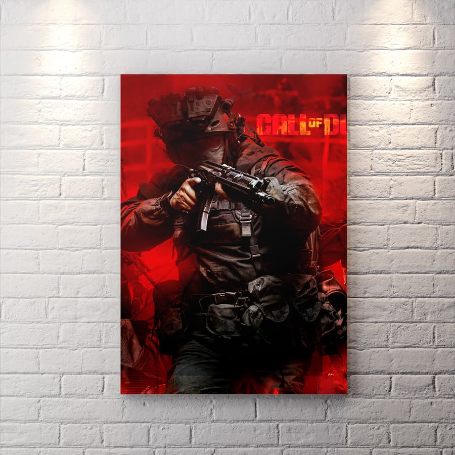 تابلو گیمینگ طرح سرباز Call of Duty: Modern Warfare 3 با زمینه قرمز WAs-1035