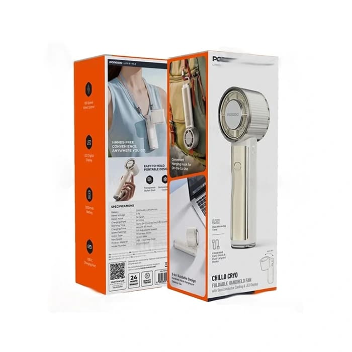 پنکه دستی پرودو Porodo Lifestyle Chillo Cryo PDLFSTSM101BG — تصویر ۳