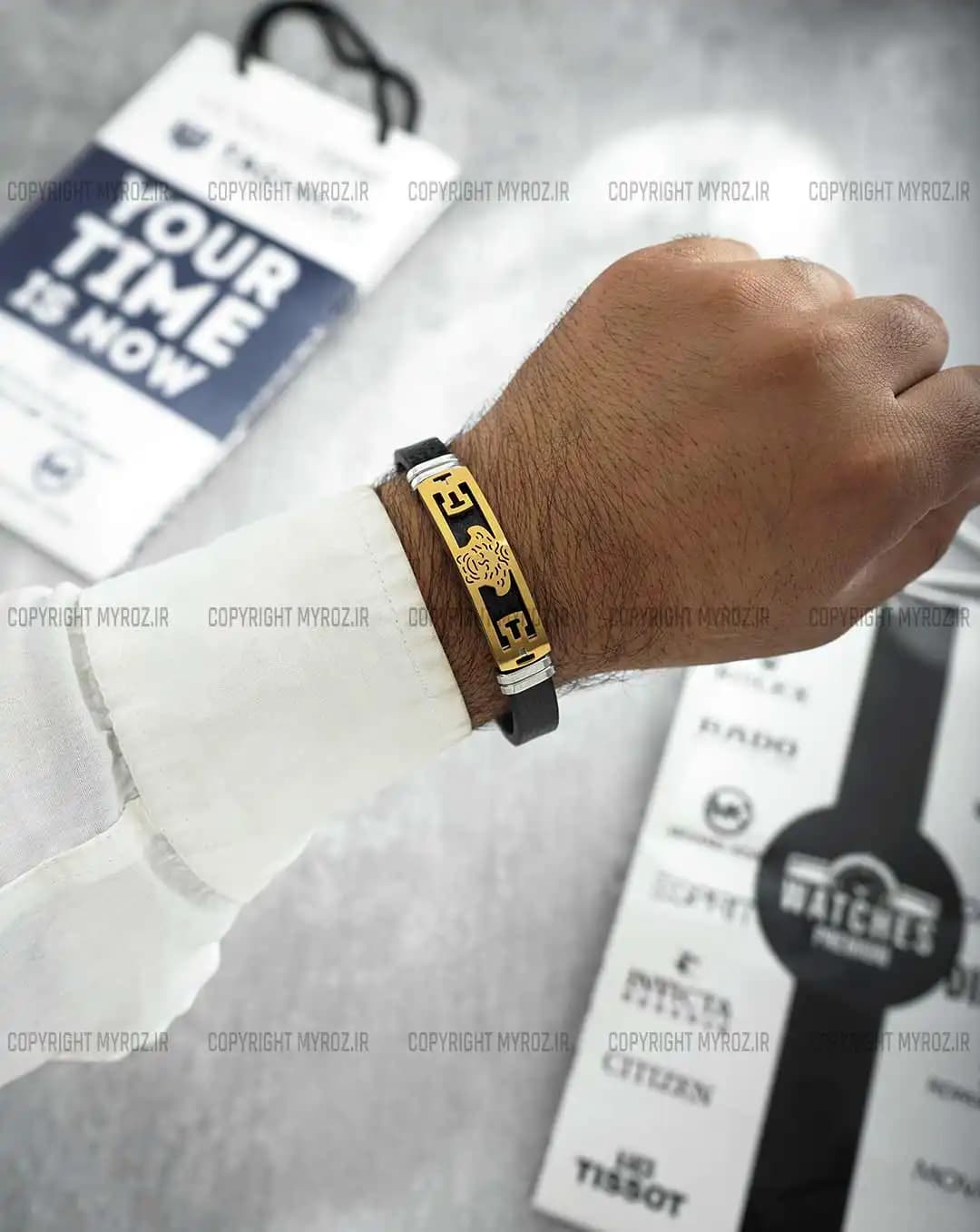 دستبند چرم مردانه ورساچه VERSACE کد 2368 — تصویر ۲