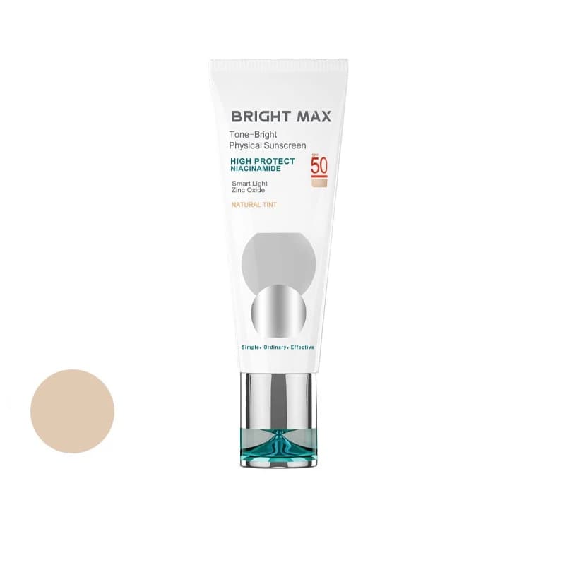 کرم ضد آفتاب رنگی برایت مکس SPF 50 مدل فیزیکال مناسب انواع پوست‌ حجم 40 میلی‌لیتر
