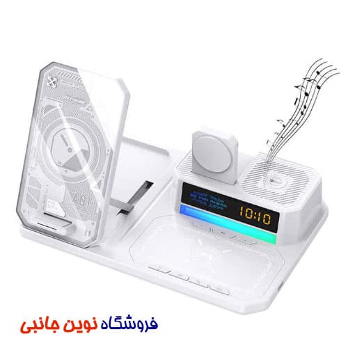 استند شارژر وایرلس گرین لاین مدل 6 در 1 چند کاره دارای اسپیکر ا Green Lion 6 in1 Multi functional Wireless Charger (تک/عمده) — تصویر ۶