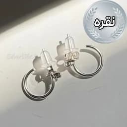 گوشواره نقره زنانه حلقه هوپ با تک نگین برند Accessories — تصویر ۳