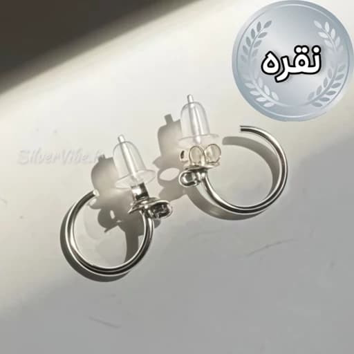 گوشواره نقره زنانه حلقه هوپ با تک نگین برند Accessories