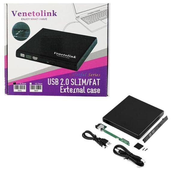 باکس DVD رایتر اینترنال به اکسترنال ونتولینک USB2.0 ۹٫۵mm کد 5462