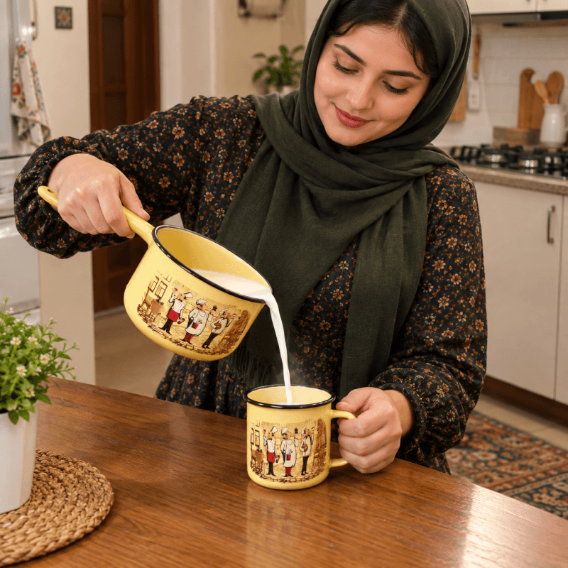 شیرجوش دربدار 1.5 لیتری لعابی روس سرآشپز 7685 — تصویر ۳