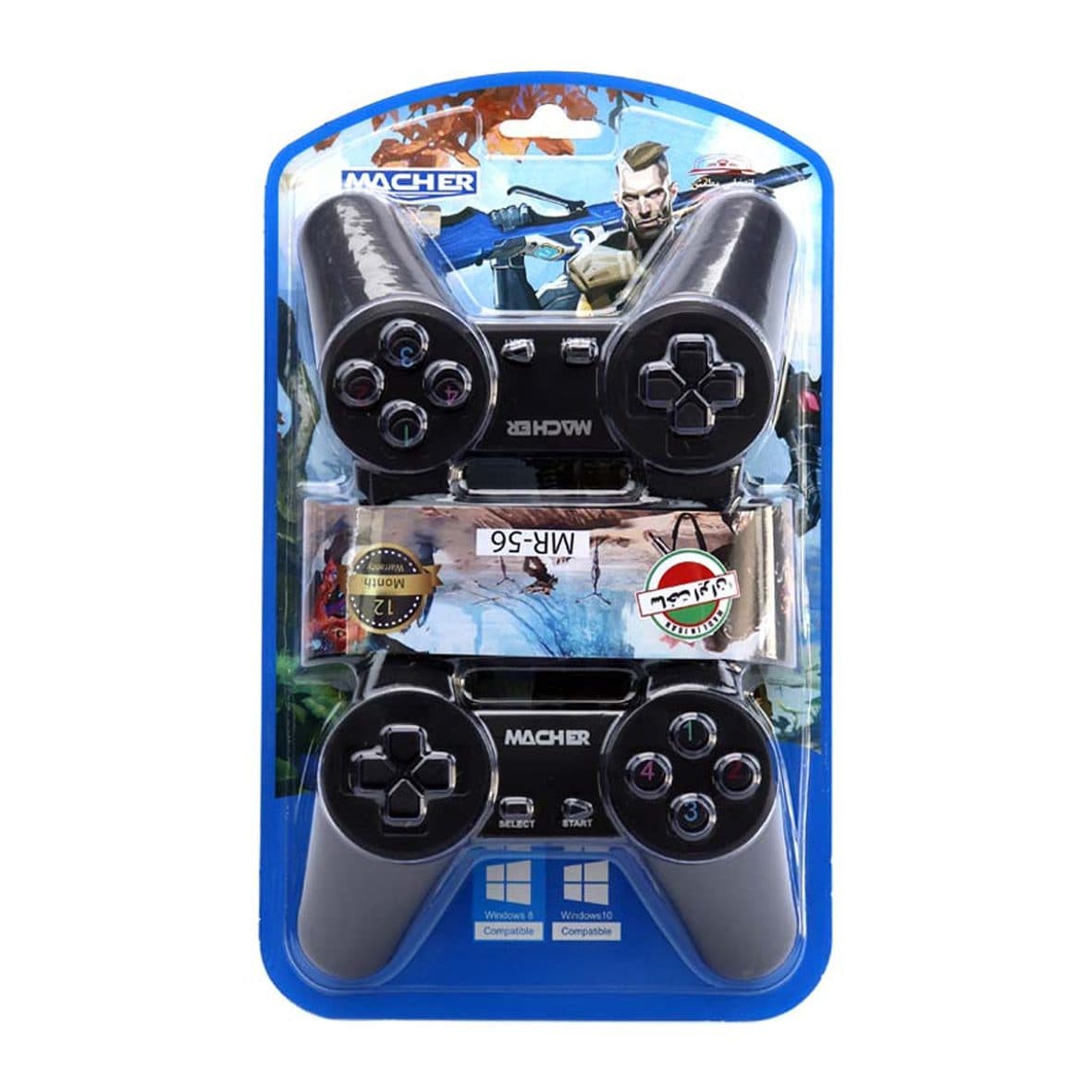 دسته بازی دوبل ساده سیمی Macher MR-56 ا Macher MR-56 PC Gaming Controller کد 5154