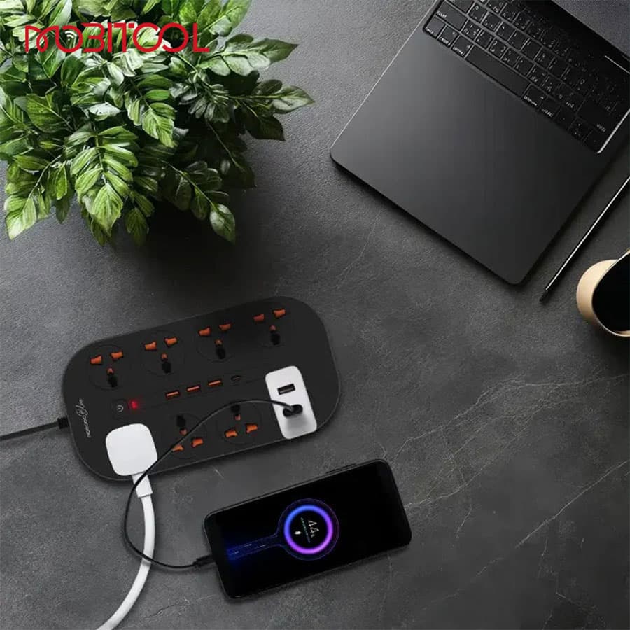 چندراهی برق هوشمند و شارژر پرودو Porodo Blue 8 AC Power Strip PB-FWCH035-BK — تصویر ۵