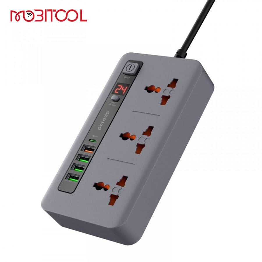 چند راهی و محافظ برق تایمر دار پرودو Porodo Multi-Port Power Hub 3000W 2M PD-FWCH013 — تصویر ۴