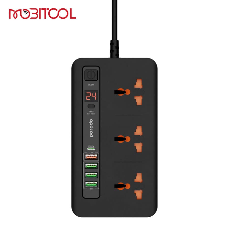 چند راهی و محافظ برق تایمر دار پرودو Porodo Multi-Port Power Hub 3000W 2M PD-FWCH013 — تصویر ۵