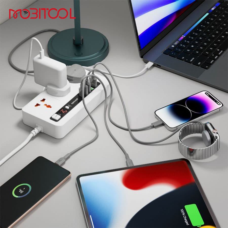 چند راهی و محافظ برق تایمر دار پرودو Porodo Multi-Port Power Hub 3000W 2M PD-FWCH013 — تصویر ۹