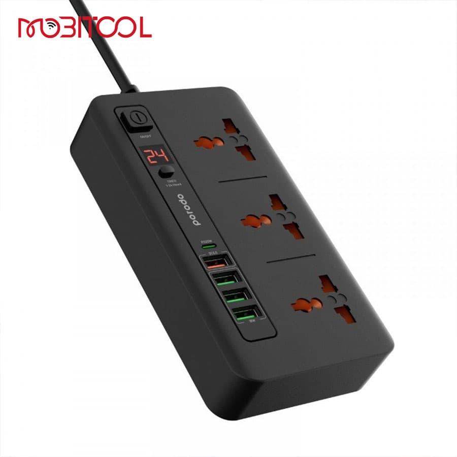 چند راهی و محافظ برق تایمر دار پرودو Porodo Multi-Port Power Hub 3000W 2M PD-FWCH013 — تصویر ۷