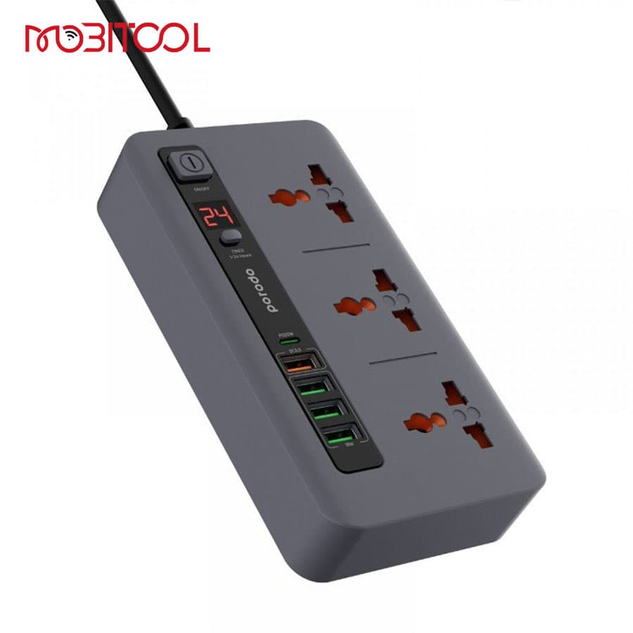 چند راهی و محافظ برق تایمر دار پرودو Porodo Multi-Port Power Hub 3000W 2M PD-FWCH013 — تصویر ۸