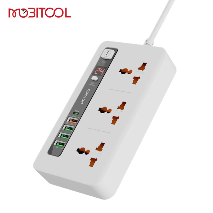 چند راهی و محافظ برق تایمر دار پرودو Porodo Multi-Port Power Hub 3000W 2M PD-FWCH013 — تصویر ۳