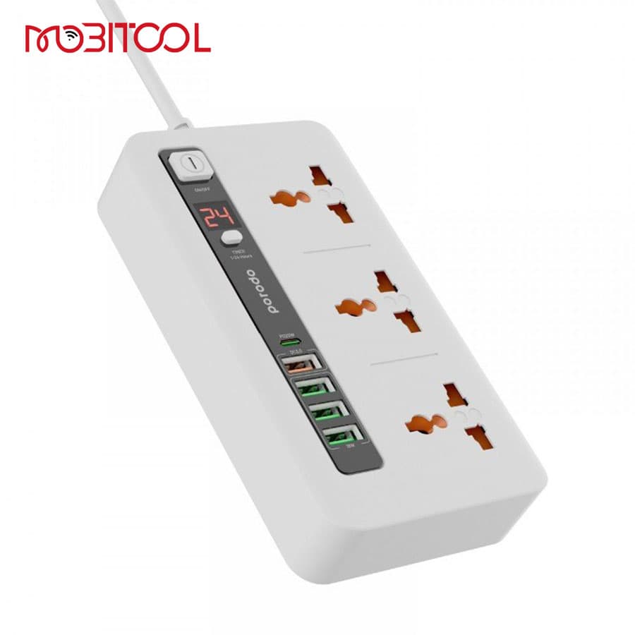 چند راهی و محافظ برق تایمر دار پرودو Porodo Multi-Port Power Hub 3000W 2M PD-FWCH013 — تصویر ۶