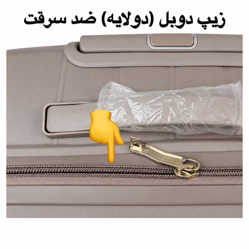 مجموعه سه عددی چمدان ریکاردو مدل Flight با جنس پلی‌پروپیلن و طرح راه‌راه نرم با زیپ دوبل و هشت چرخ — تصویر ۸