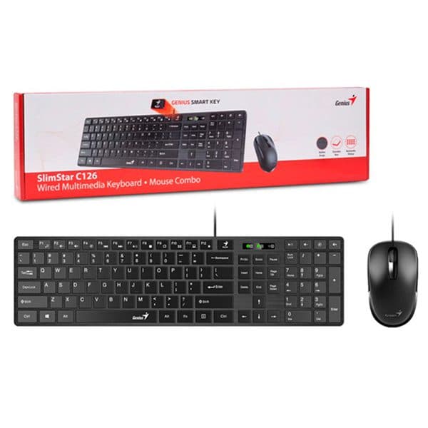 کیبورد و ماوس باسیم جنیوس مدل SlimStar C126 ا Genius SlimStar C126 Wired Keyboard and Mouse کد 6196