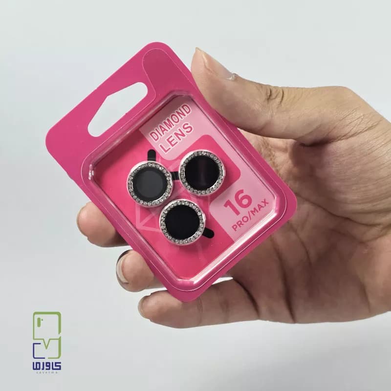 گلس محافظ لنز نگین‌دار آیفون 16 Pro Max | قالب نصب آسان و ضدخش