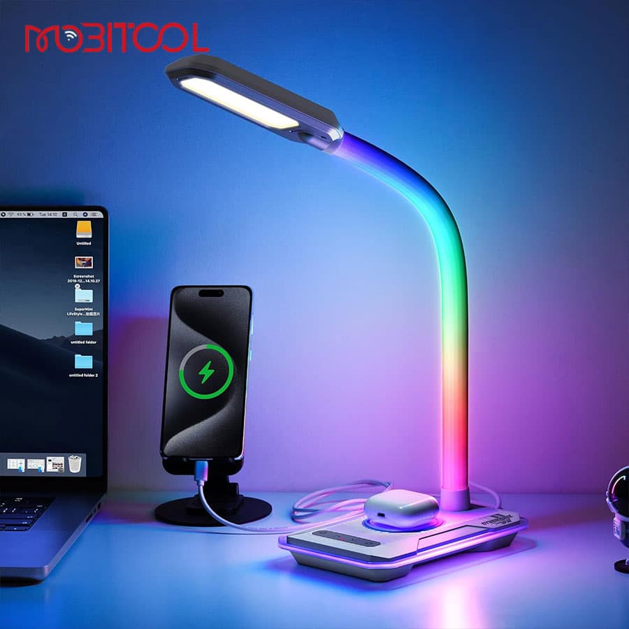 چراغ رومیزی و وایرلس شارژ گیمینگ پرودو Porodo Gaming E-Sports Desk Lamp with Charging Base PDX119 — تصویر ۹