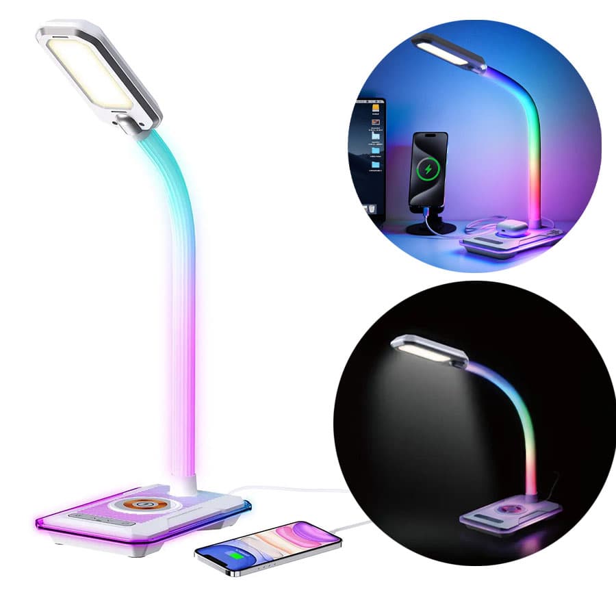 چراغ رومیزی و وایرلس شارژ گیمینگ پرودو Porodo Gaming E-Sports Desk Lamp with Charging Base PDX119 — تصویر ۲