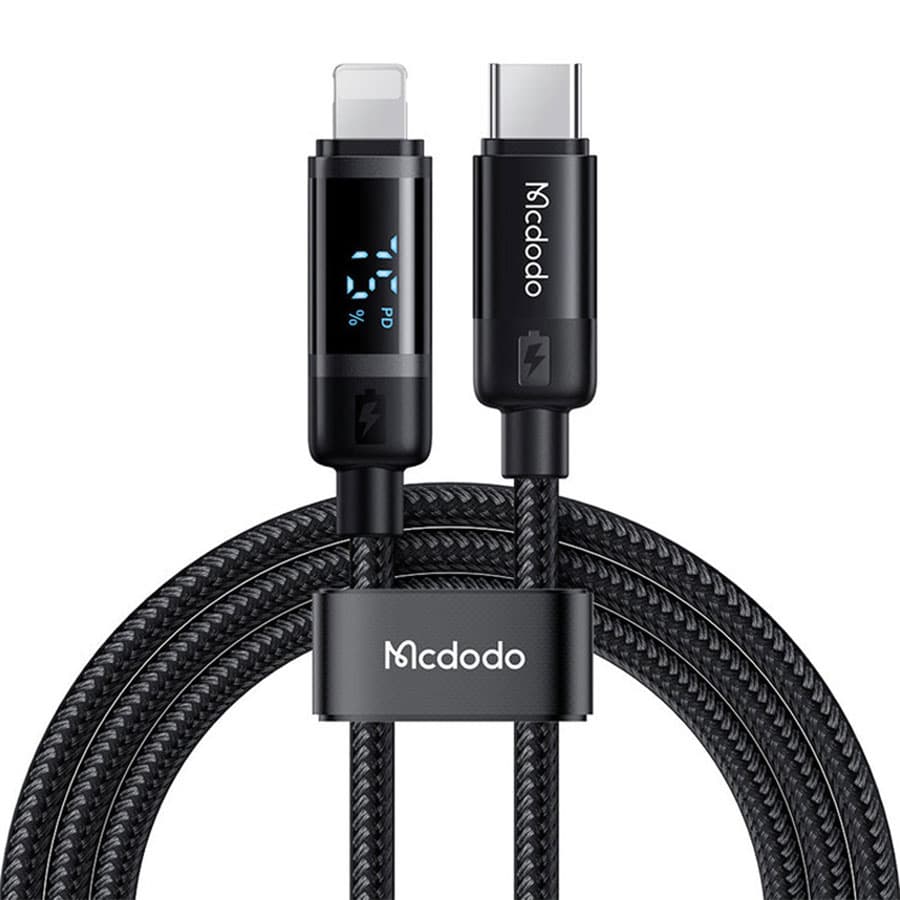 کابل فست شارژ تایپ سی به لایتنینگ 36 وات مک دودو Mcdodo CA-521 36W Battery Level Display Lightning Cable 1.2m