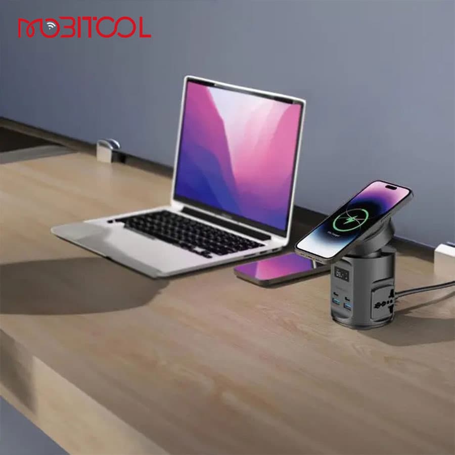 چند راهی برق و شارژر 65 وات وایرلس مگ سیف پاورولوژی Powerology MagSafe Power Hub PWCUQC014 — تصویر ۴