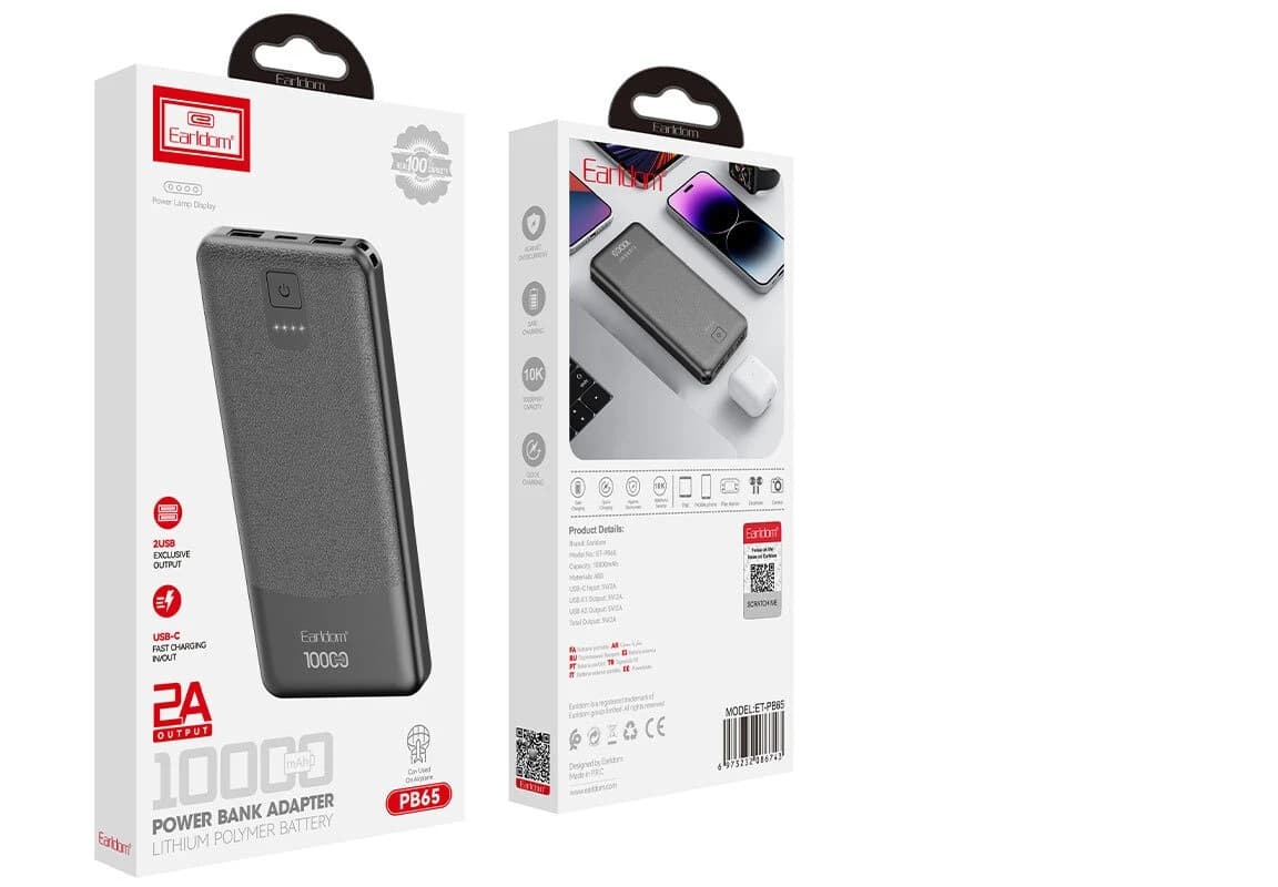 پاور بانک ارلدام ET-PB65 10W ظرفیت 10000 میلی آمپر ساعت — تصویر ۵