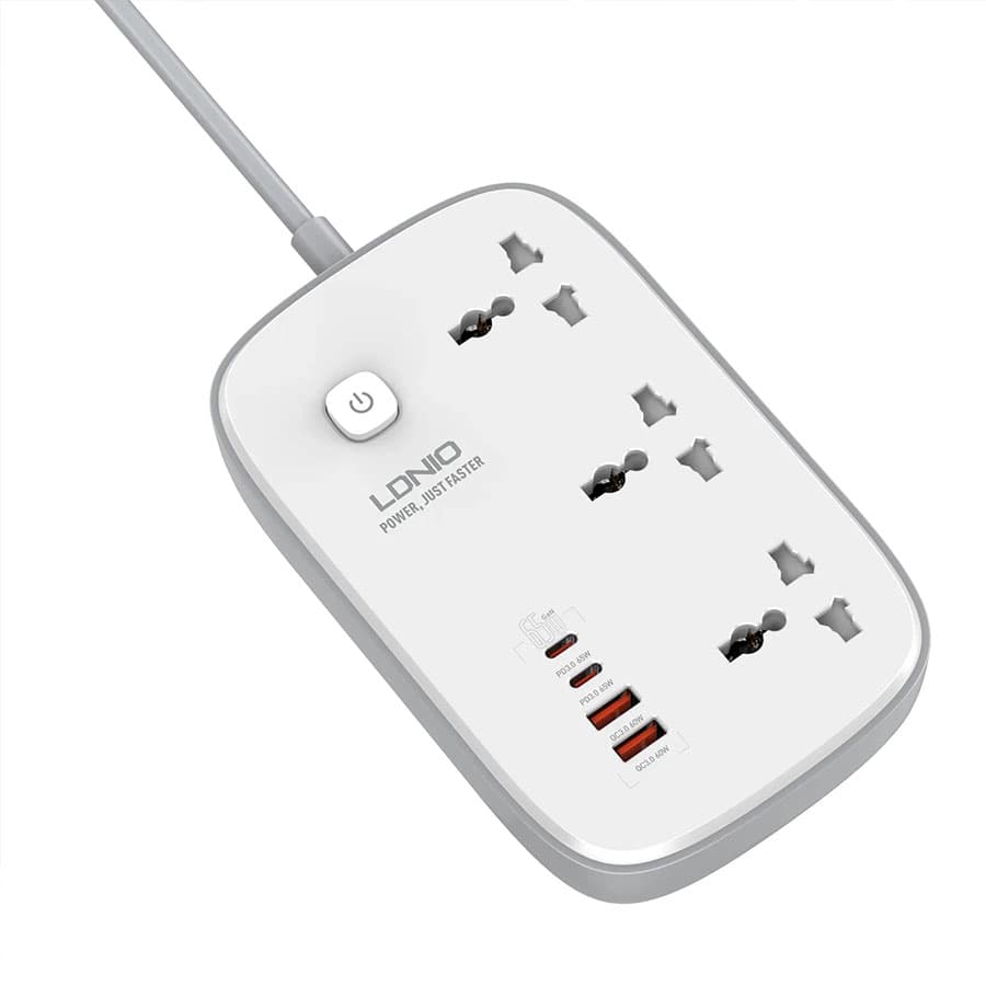 چند راهی برق و شارژر فست شارژ الدینیو LDNIO SC3416 Power Strip 3250W GaN Charger