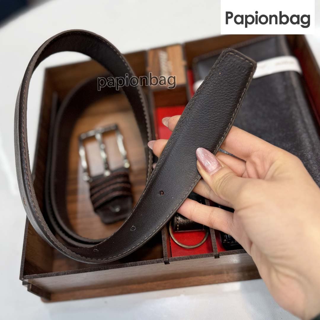 ست 3تیکه چرم طبیعی مردانه (کیف پول، کمربند، سرکلیدی) رنگ قهوه ای کد735 — تصویر ۵