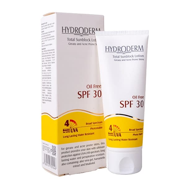 کرم ضد آفتاب فاقد چربی SPF30 هیدرودرم مخصوص پوست چرب و جوش دار (75 میل) — تصویر ۳