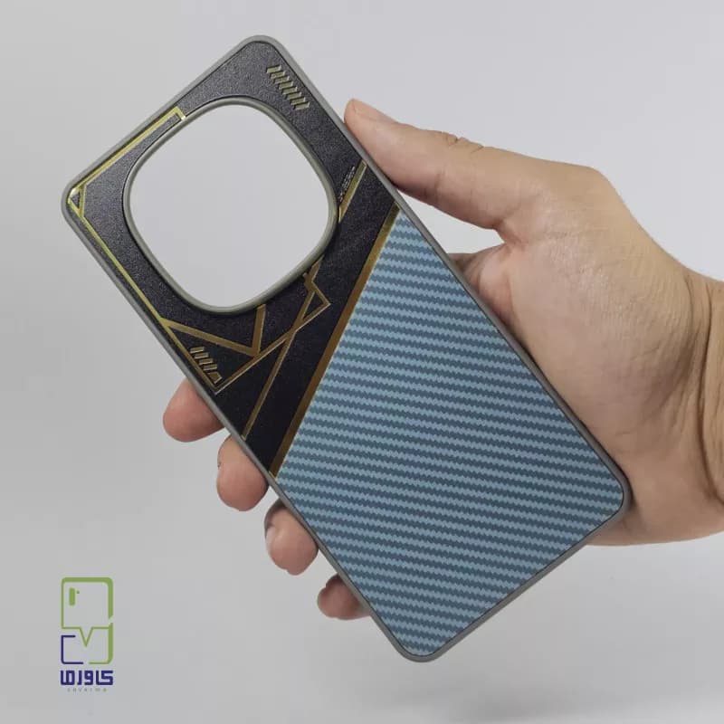 قاب نوت 14 پرو 5G هیبریدی ضدضربه | طرح فیبر کربن سرمه ای | Xiaomi Note 14 Pro 5G