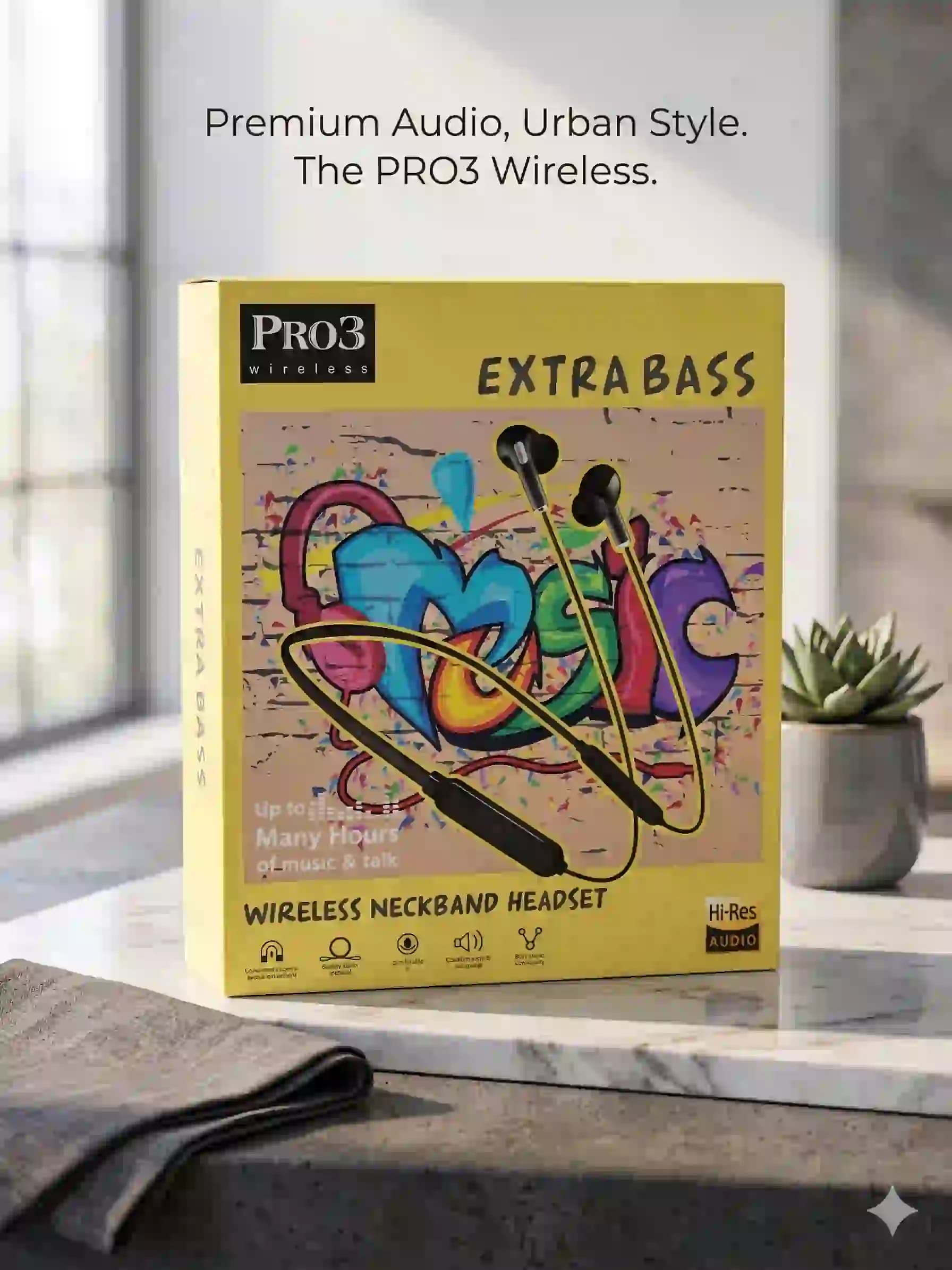 هندزفری دورگردنی بی‌سیم مدل PRO3 – تجربه صدای Extra Bass با طراحی استایل شهری