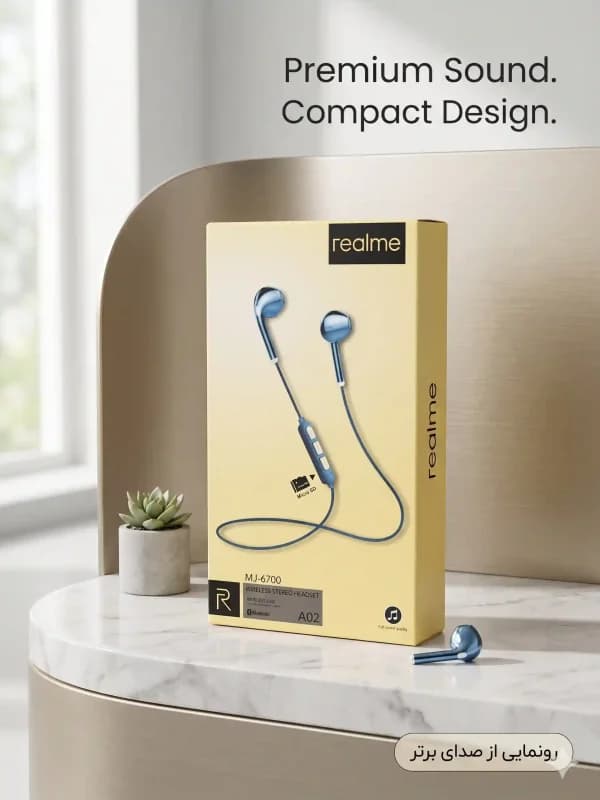 هندزفری بلوتوثی دورگردنی Realme مدل MJ-6700 — تصویر ۲